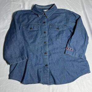 Women's Blue Button Down Denim Shirt